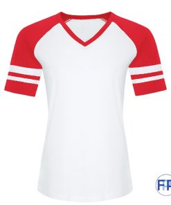 red and white womens ringspun cotton 2 tone baseball tee shirt fitness promotional products