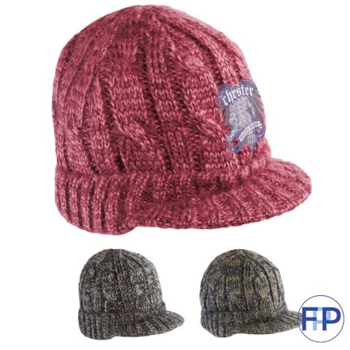 cable knit hat with hard brim collection