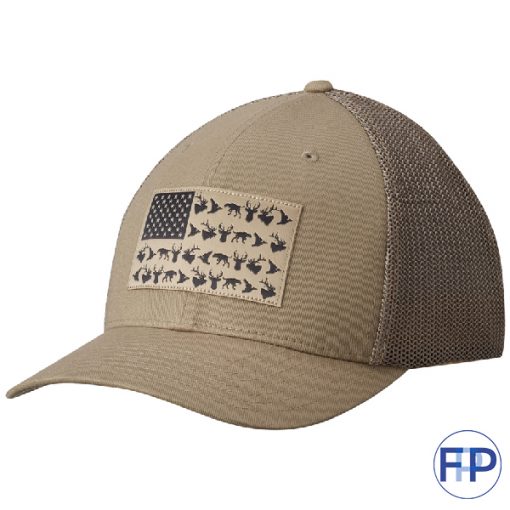 custom twill meshback trucker hat with patch rear view